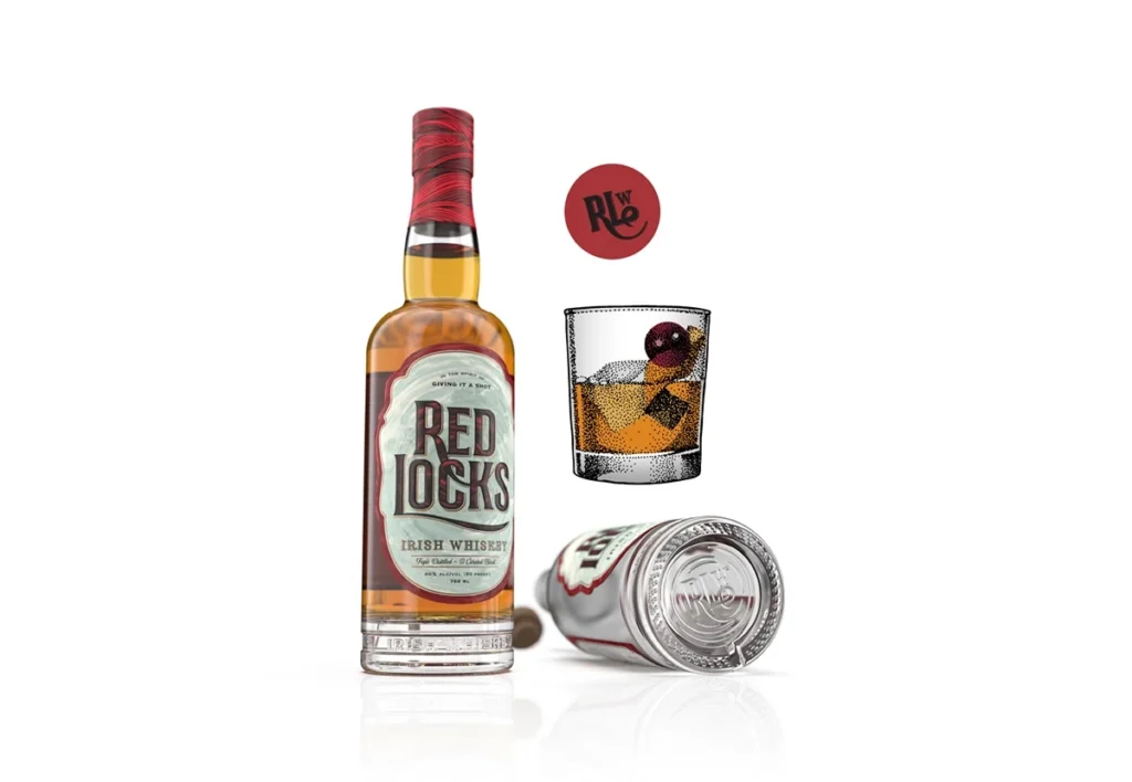 Red Locks Irish Whiskey brand work by Duffy Collective